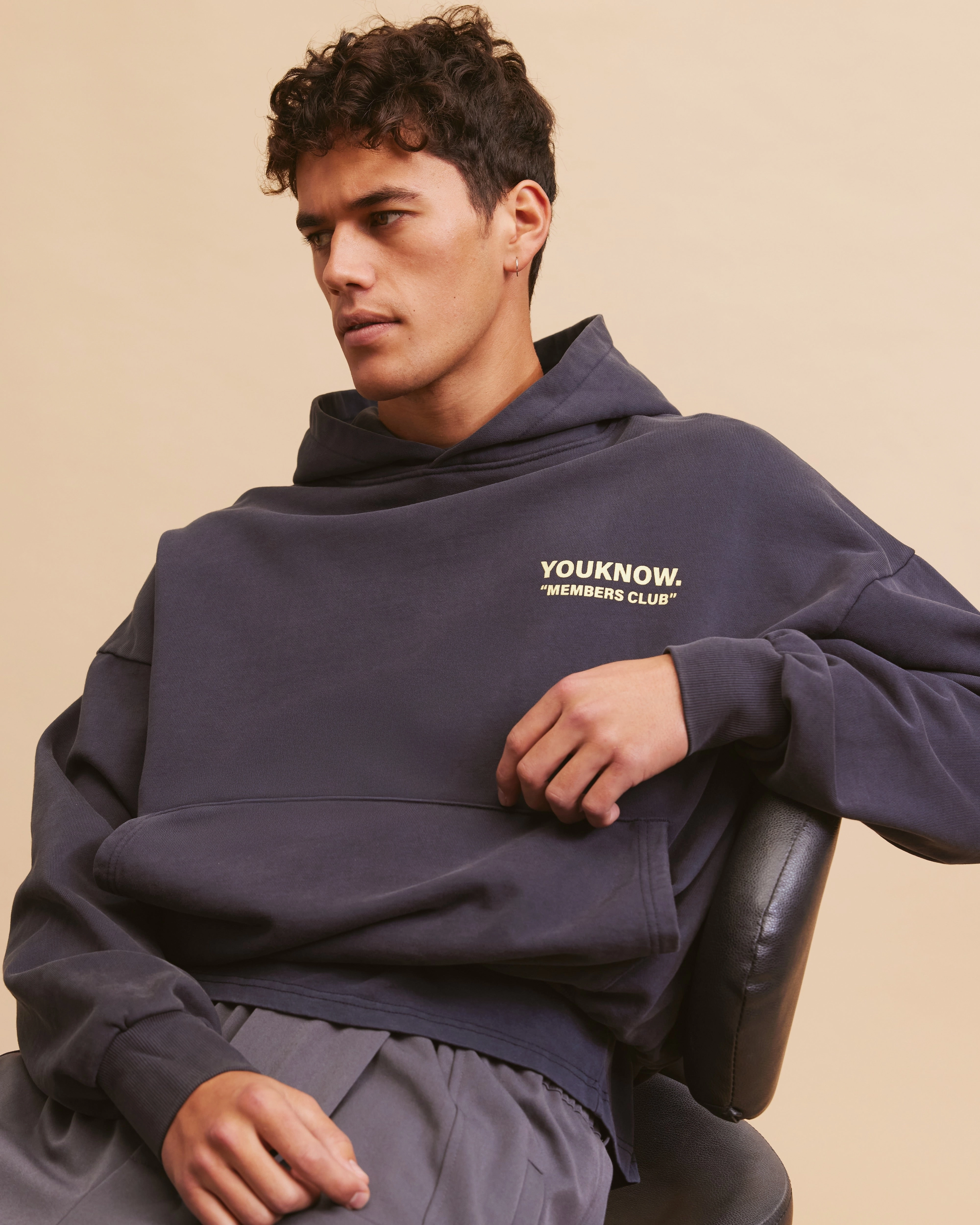 Members Club Hoodie | Washed Navy Ultralight Padding
