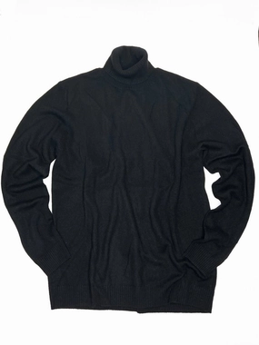 Casual Style Comfy Material Men's Turtleneck Sweater In Black