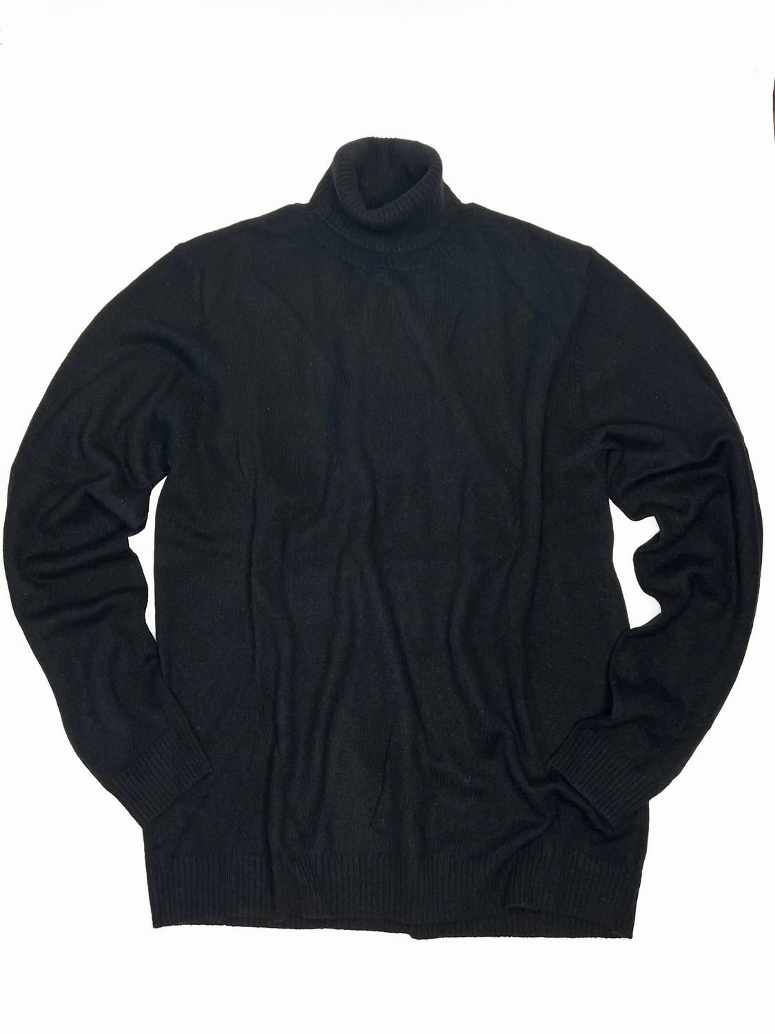 Casual Style Comfy Material Men's Turtleneck Sweater In Black