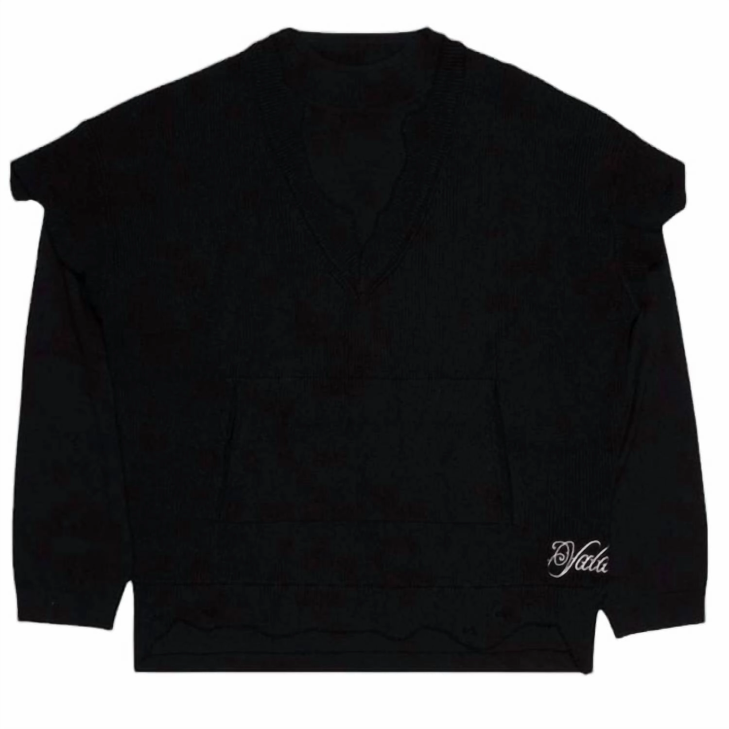 Premium Knitwear Knitted Fashion Men's What Crewneck Sweater In Black