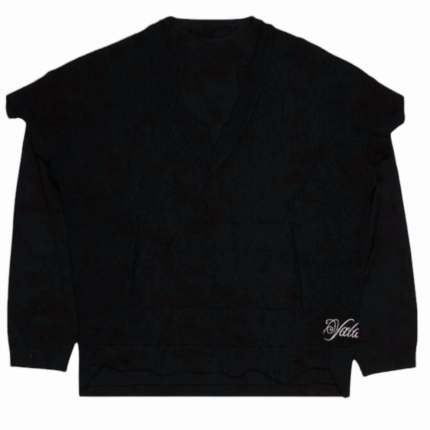 Men's What Crewneck Sweater In Black Loose Weave Comfy Layers