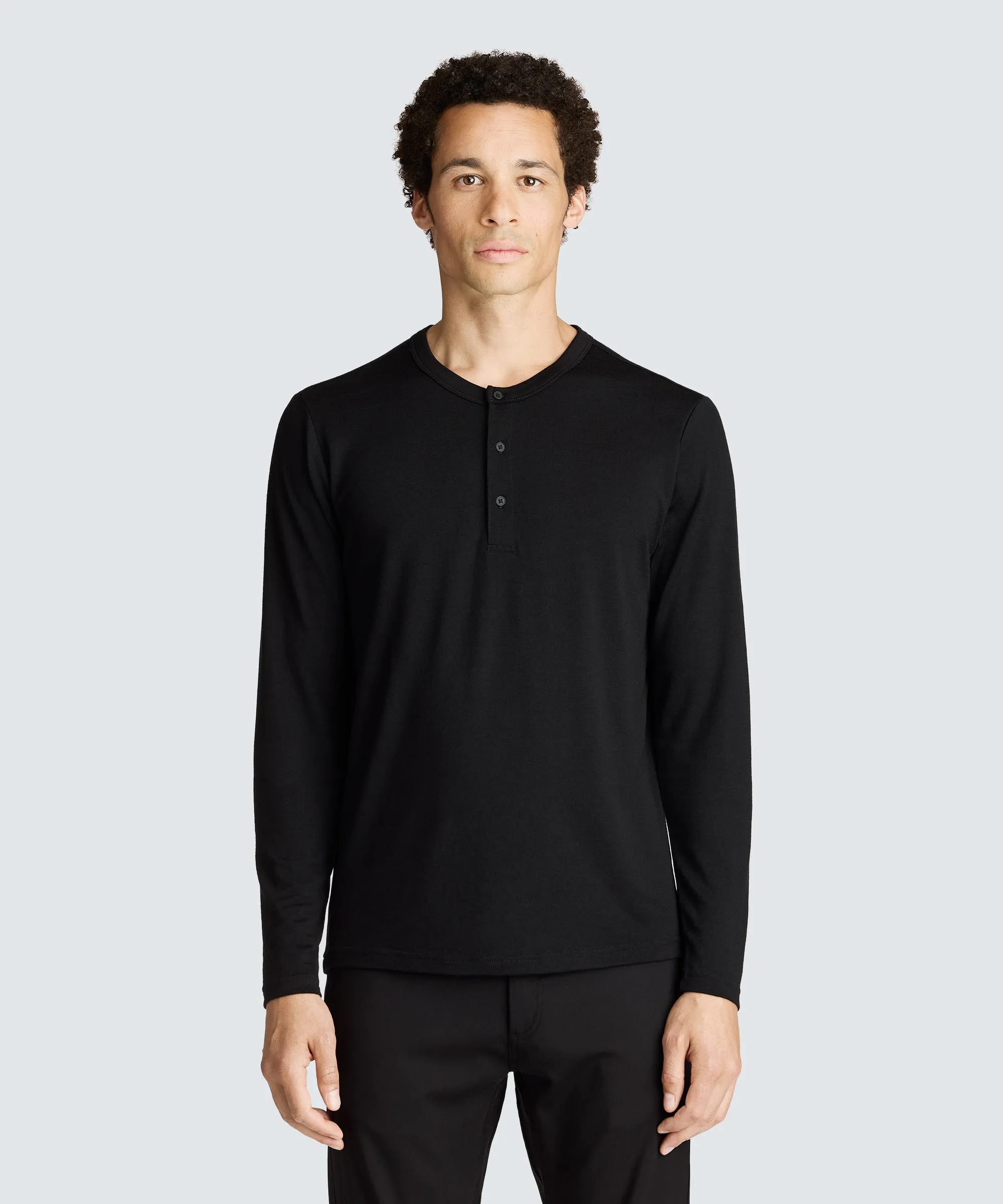 Patchwork Men's Long Sleeve Merino Henley