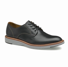 Mens Johnston & Murphy Upton Plain Toe in Black Heavy Pace Lace   Up