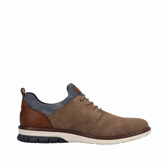 Fashion Go Mens Rieker Dustin in Fango/Toffee/Denim