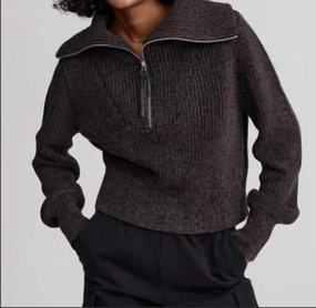 Simple Comfort Mentone Half-Zip Knit Pullover In Black Speckle