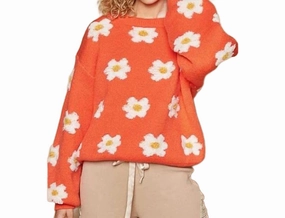 Flower Sun Sweater In Orange Perfect Knitwear