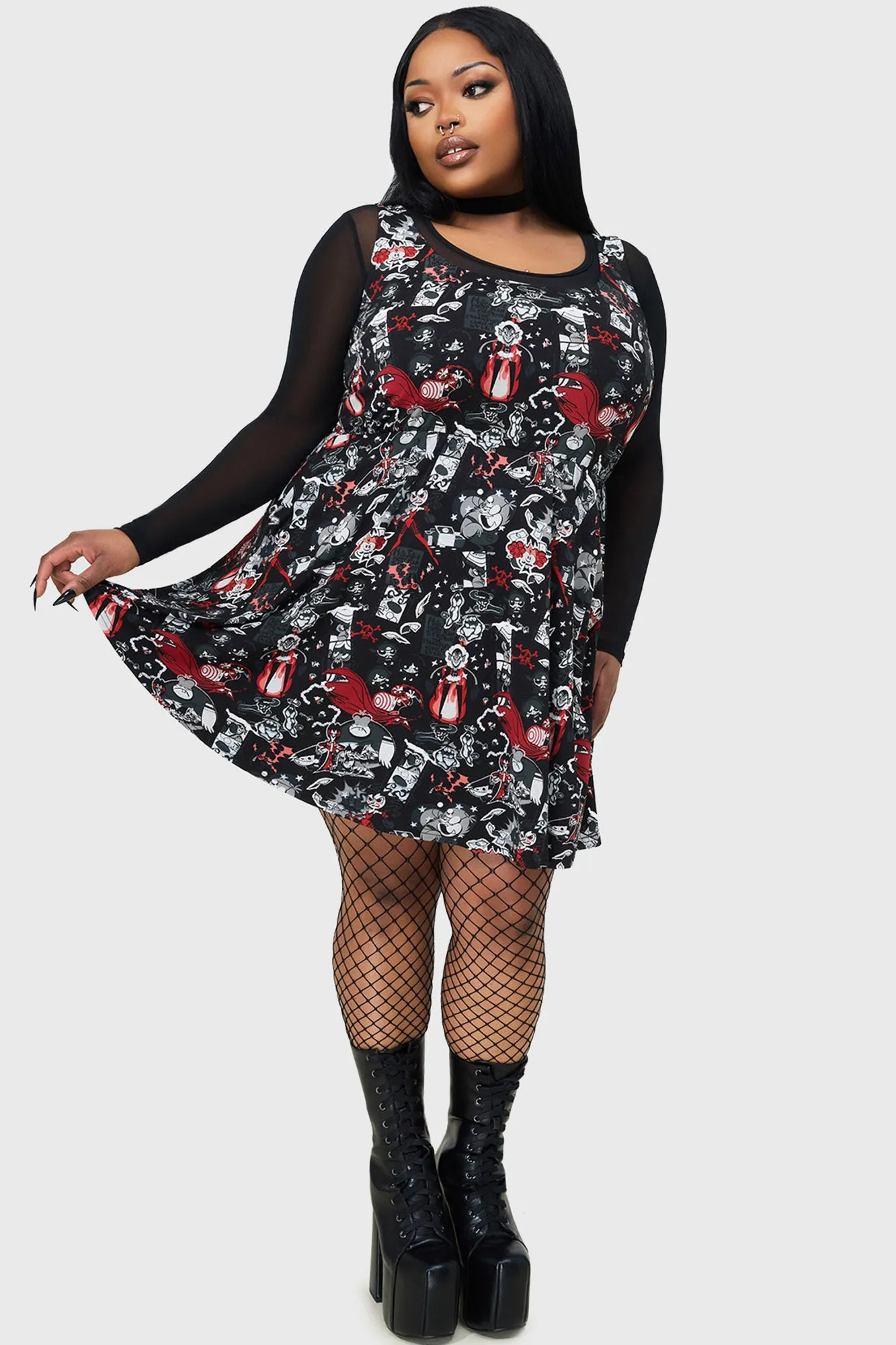 Evil Inside Skater Dress Polished look dress