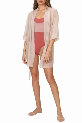 Cold Weather Look Classic Layer Mesh Kimono In Ballet