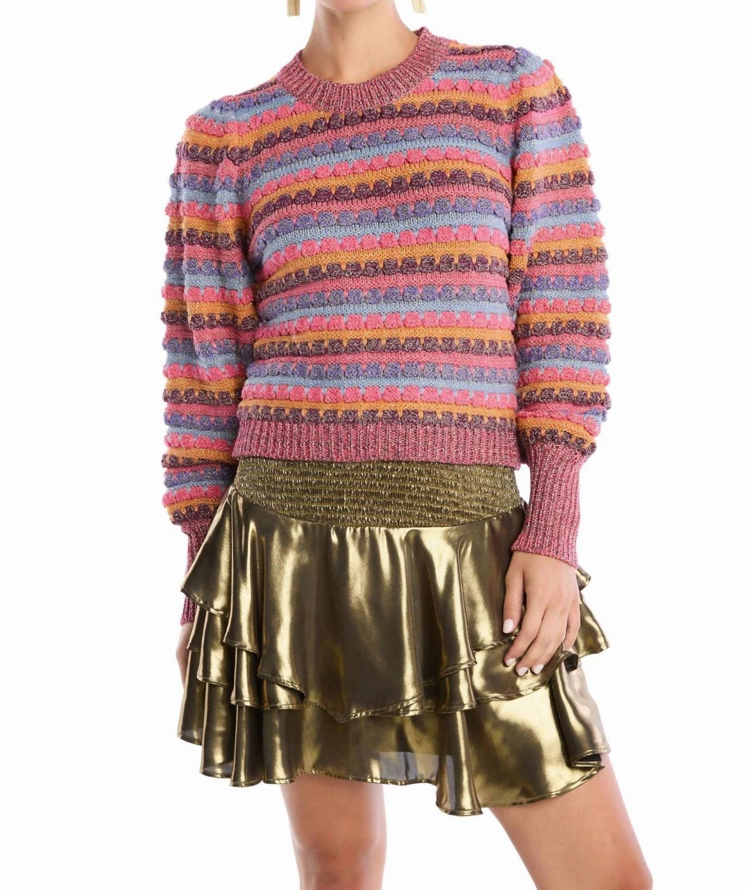 Metallic Adele Sweater In Pink Comfy Touch