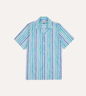 Michael McGregor for Drake's Stripe Camp Collar Shirt Lightweight Feel