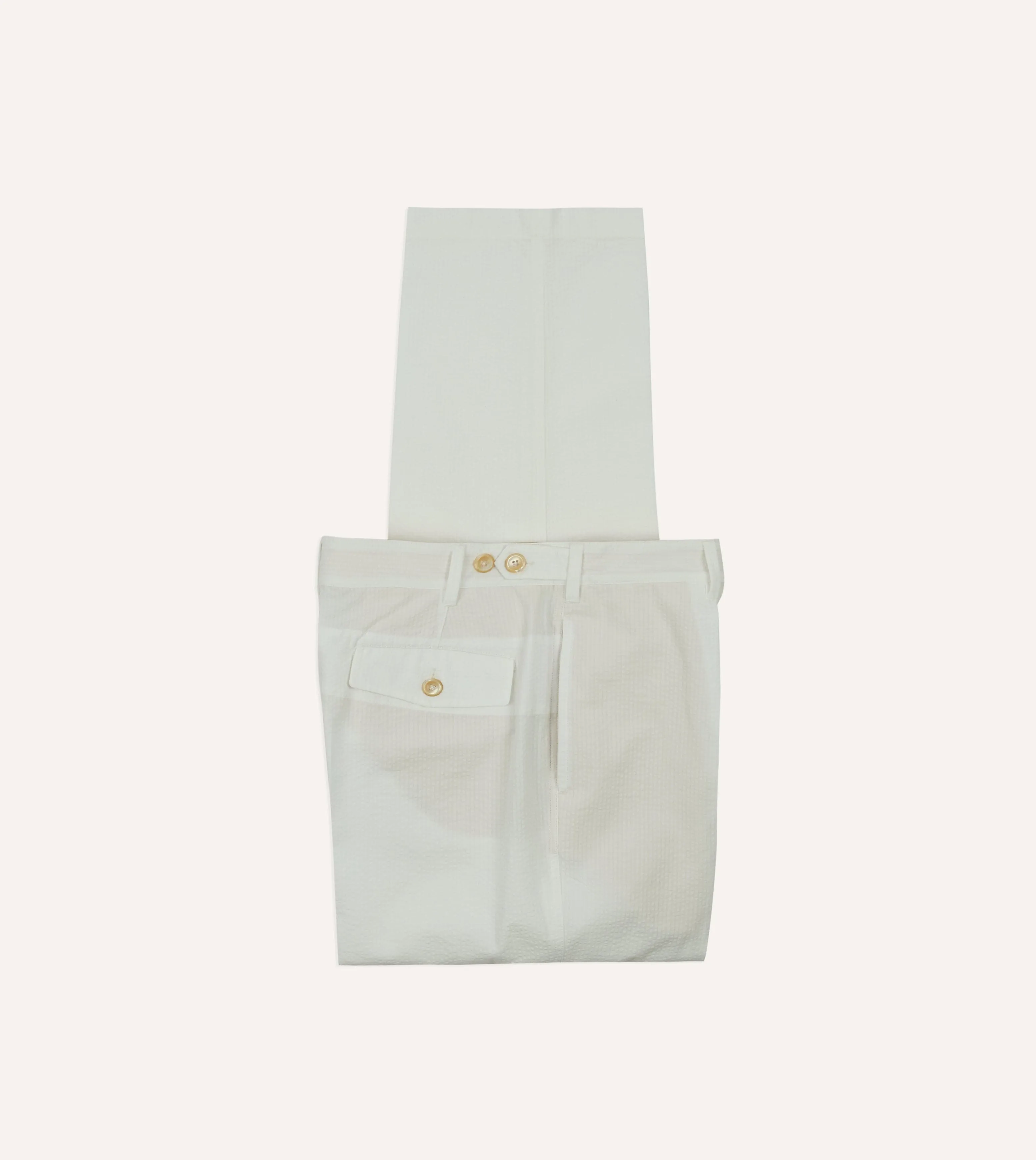 Abrasion Resistant Panels Michael McGregor for Drake??s White Seersucker Games Trousers