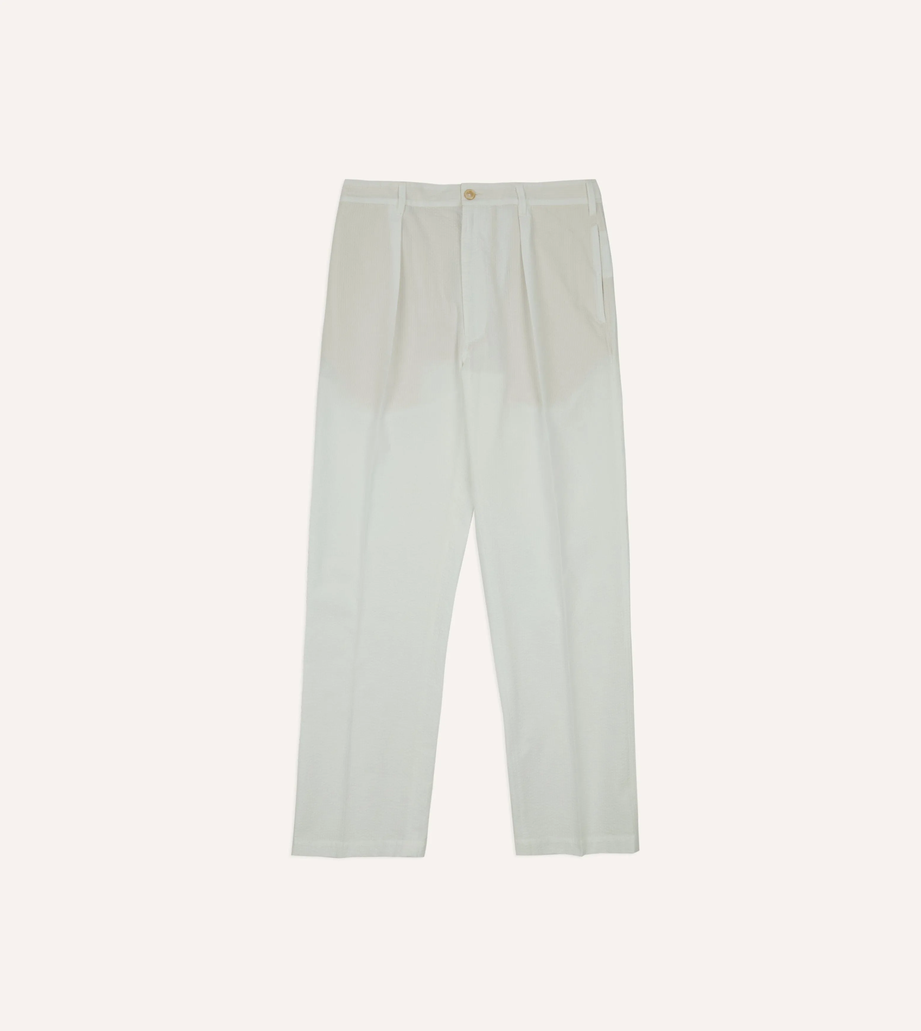 Flattering Fit Michael McGregor for Drake??s White Seersucker Games Trousers