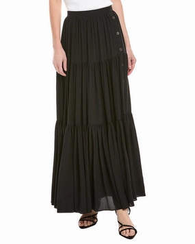 Matte Texture Lightweight Lining Michael Kors Collection Ruffle Tiered Midi Skirt