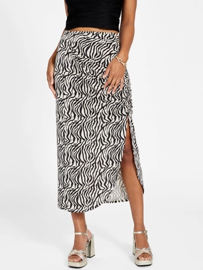 Gentle Vibe Texture Focus Micol Printed Midi Skirt