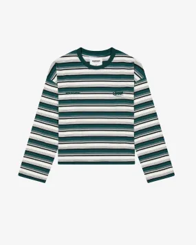 Active Essentials Anti Static Finish Striped Boxy Longsleeve | Teal Stripe