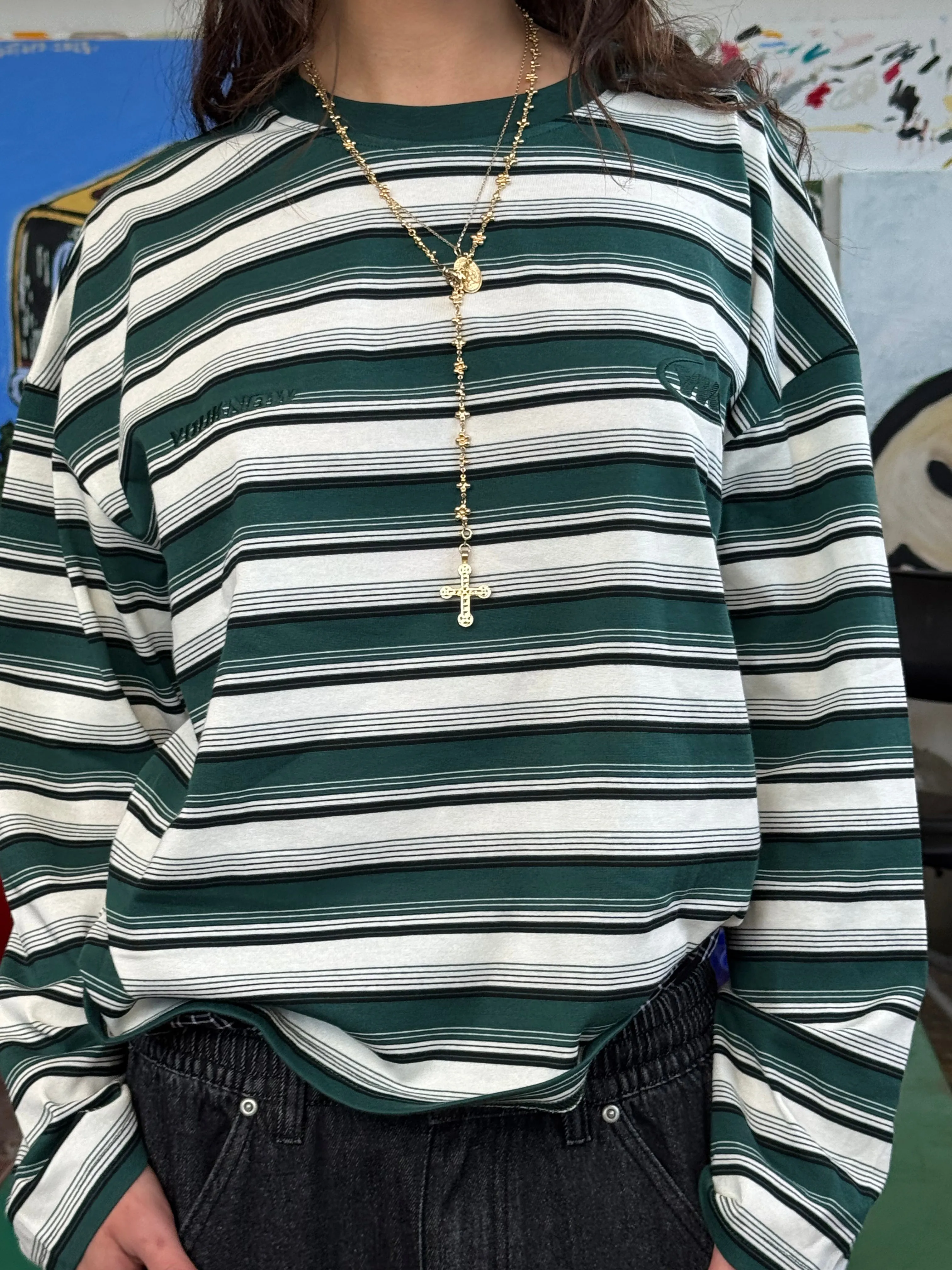 Striped Boxy Longsleeve | Teal Stripe Layered Comfort