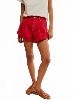 Danni Denim Short In Red Pastel Colors