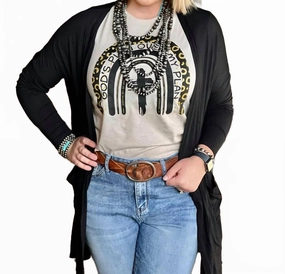 Mid-Length Cardigan In Solid Black Low carbon footprint Knit Design Wear