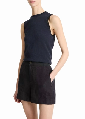 Mid Rise Hemp Short In Night Lake Wind Resistant Material Sun Protection Fabric