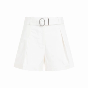 Gusseted Crotch Design day trip Mid Waist Optic White Cotton Shorts