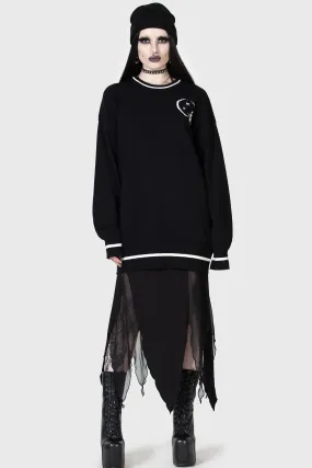 Street Casual Ribbed Hem Detail Midnight Games Sweater