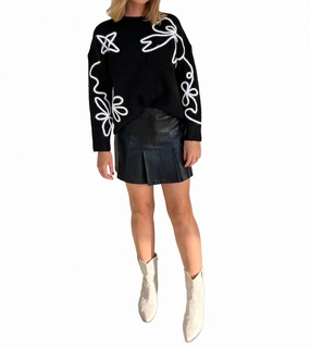 Mikita Faux Leather Pleated Skirt In Black Reinforced Seams Clean Fit