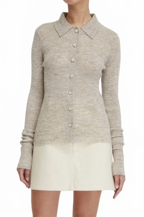 Mila Ribbed Cardigan In Hazel Premium Knitwear Eco Conscious Packaging