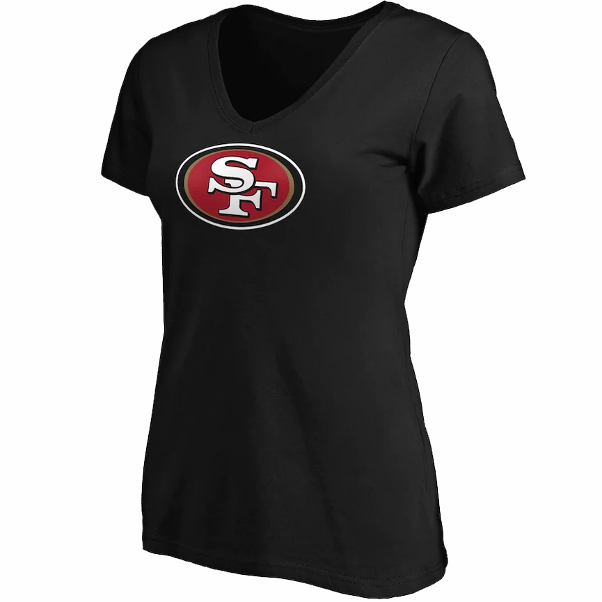 Women's 49ers V-Neck Primary Logo Short Sleeve Simple Comfort Wear