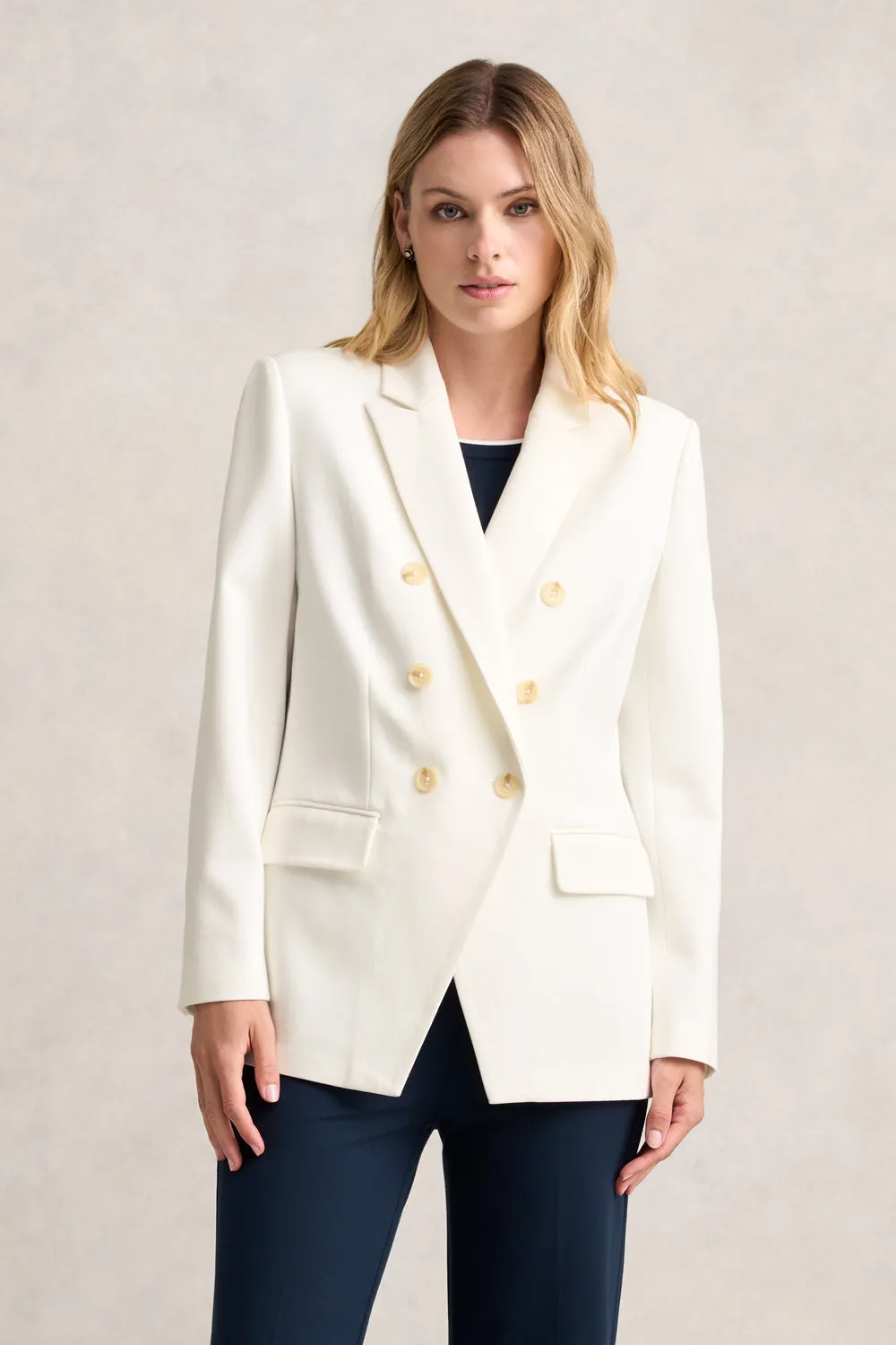 Ponte Blazer - White Touchscreen Compatible Cuffs FadeResistant Print