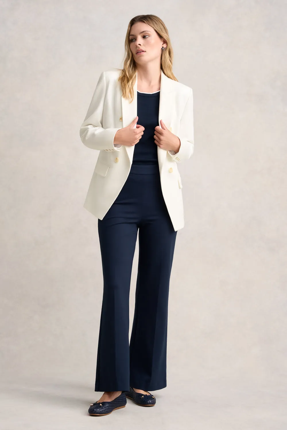 Stretch Panels Ponte Blazer - White