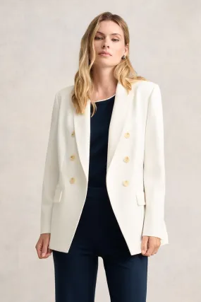 MeshLinedVents Many Pockets Ponte Blazer - White