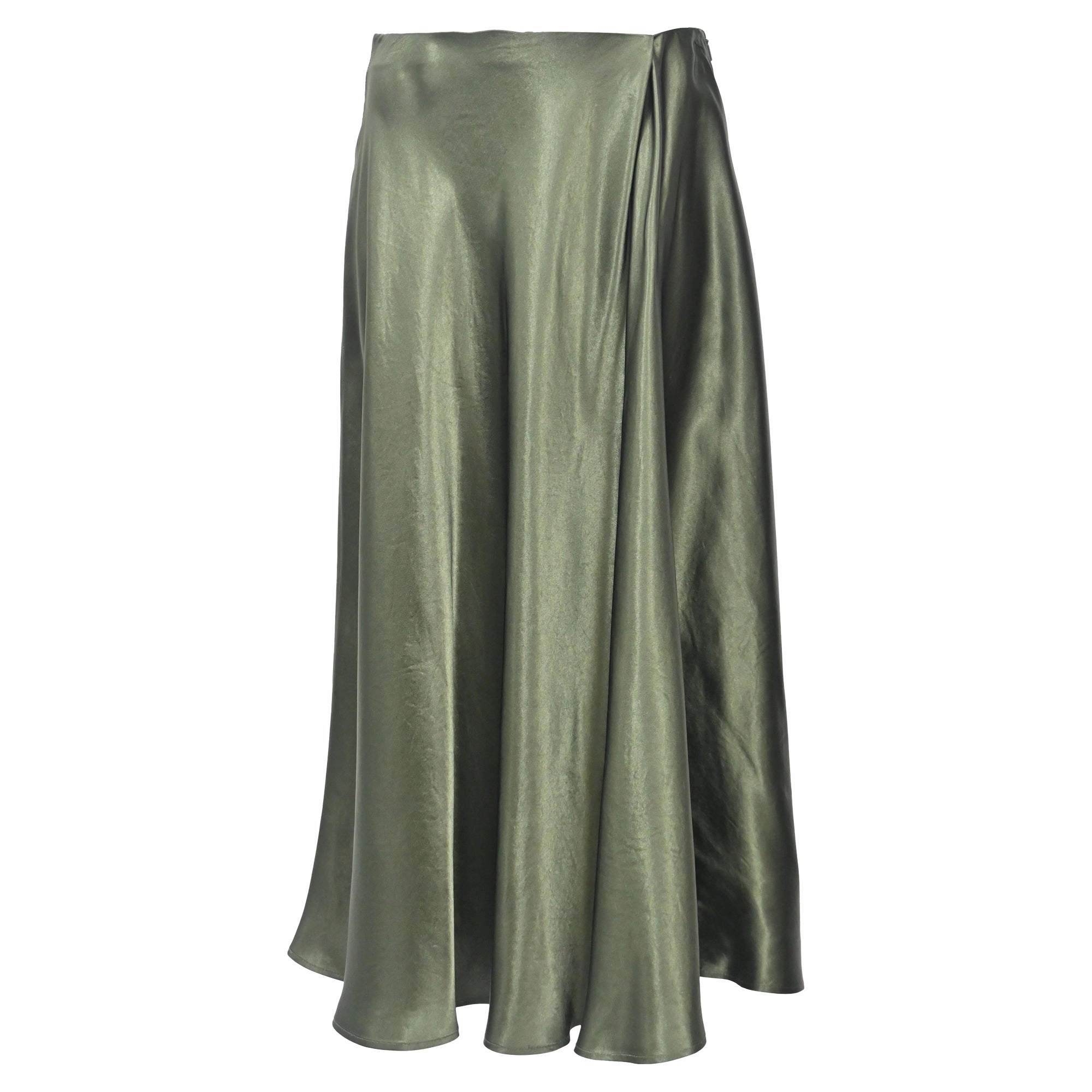Holiday Travel Max Mara Leisure Coimbra Midi Skirt in Green Satin