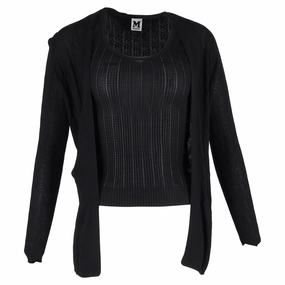 Fashion Knit Layer Missoni Cardigan and Camisole Twinset in Black Wool