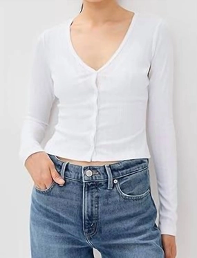 Pointelle Cardigan In White Lightweight insulation premium fabric
