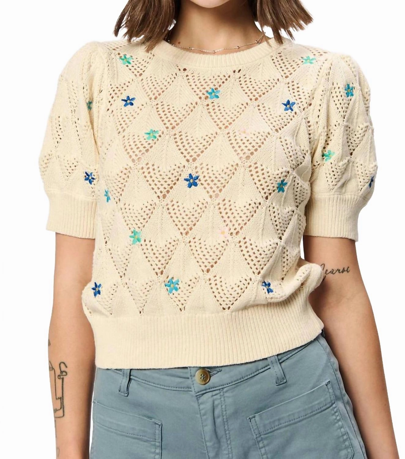 Multipanel Construction Julia Sweater In Cream
