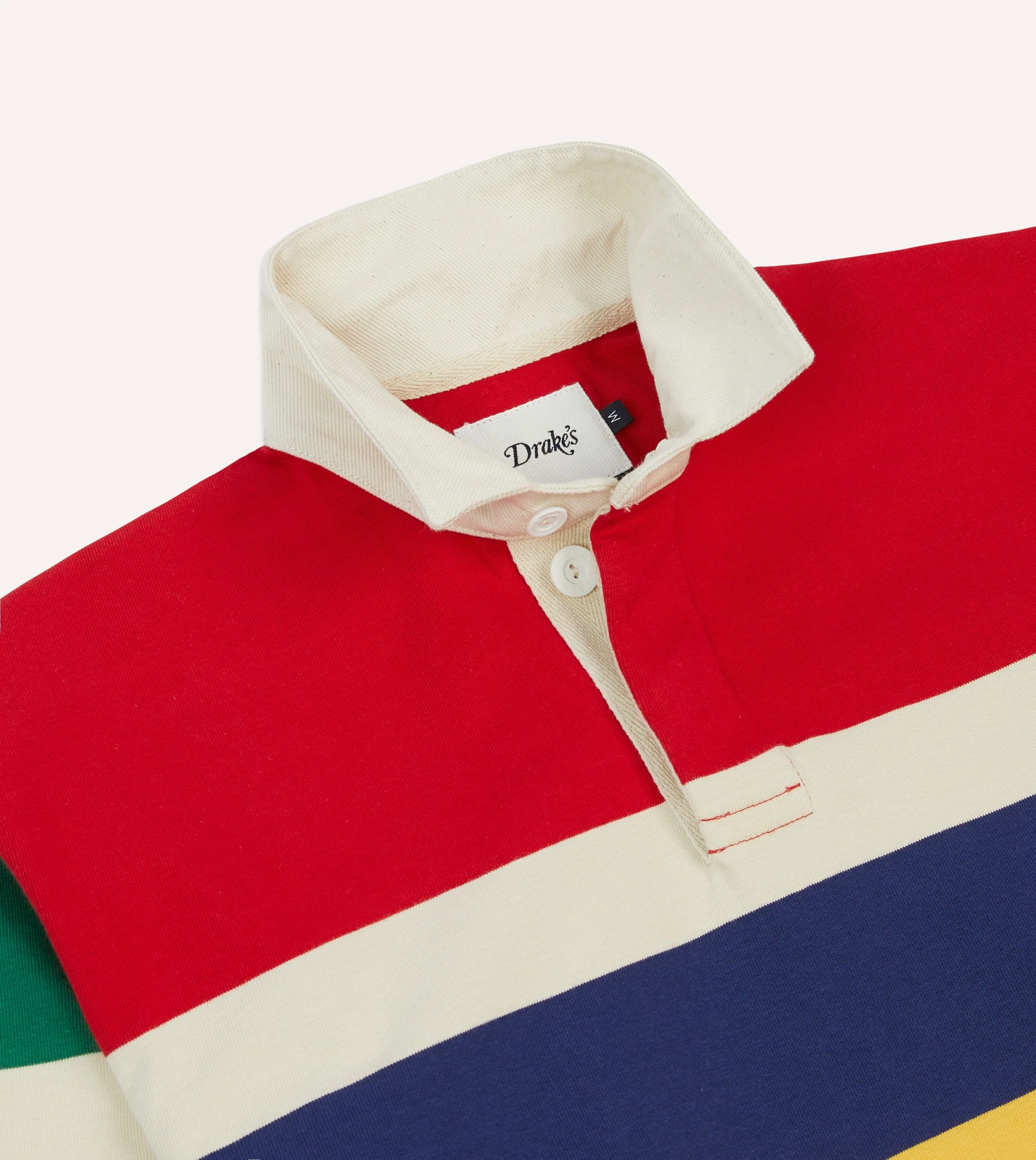 Red, Yellow and Navy Multi Stripe Cotton Rugby Shirt Subtle Print