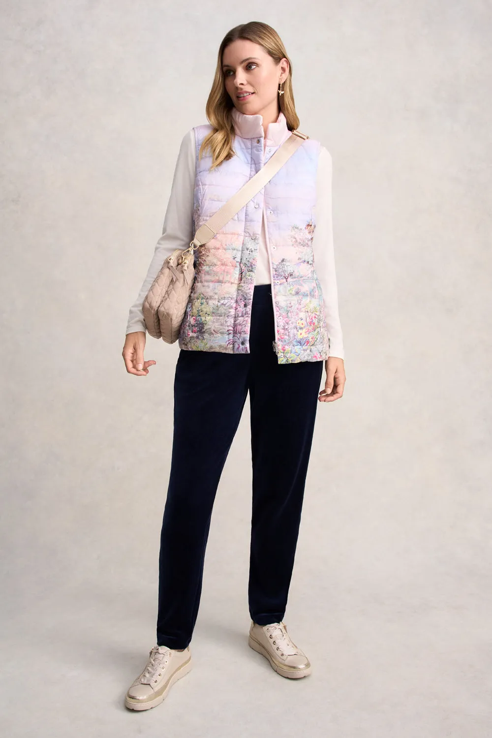 Eco Dye Process Puffer Design Quilted Reversible Puffer Vest - Scenic Sunset Print