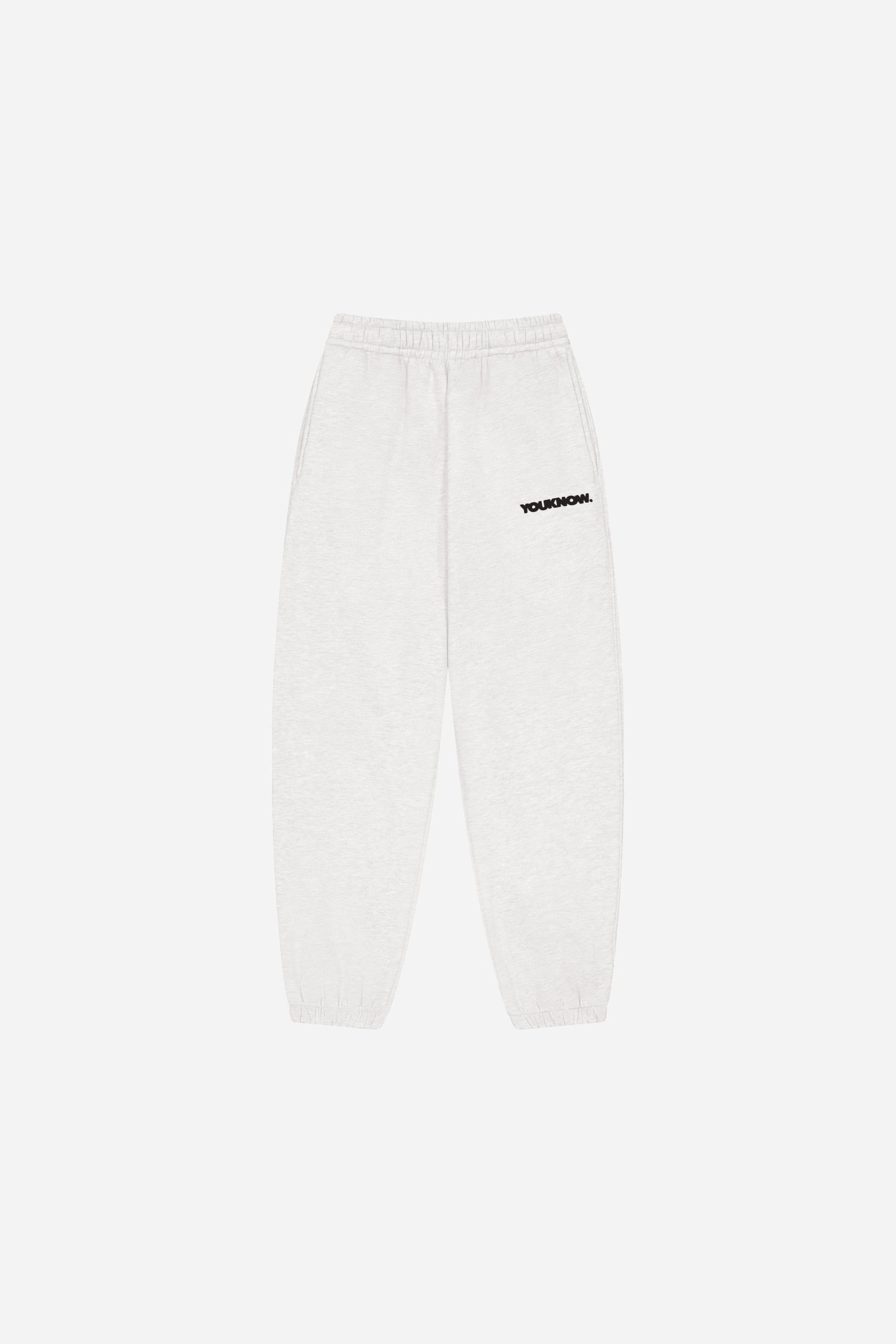 BLOCK CUFFED SWEATPANTS | White Marle Multi Pocket Configuration