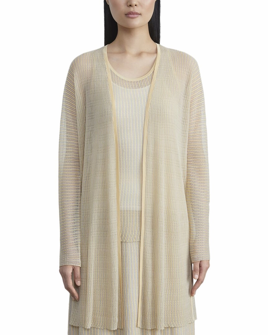 Micro Gauge Knitting Lafayette 148 New York Pleated Rib Stitch Silk Cardigan