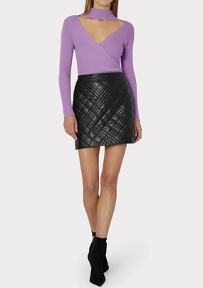 Soft Lines Hailey Quilted Vegan Skirt In Black