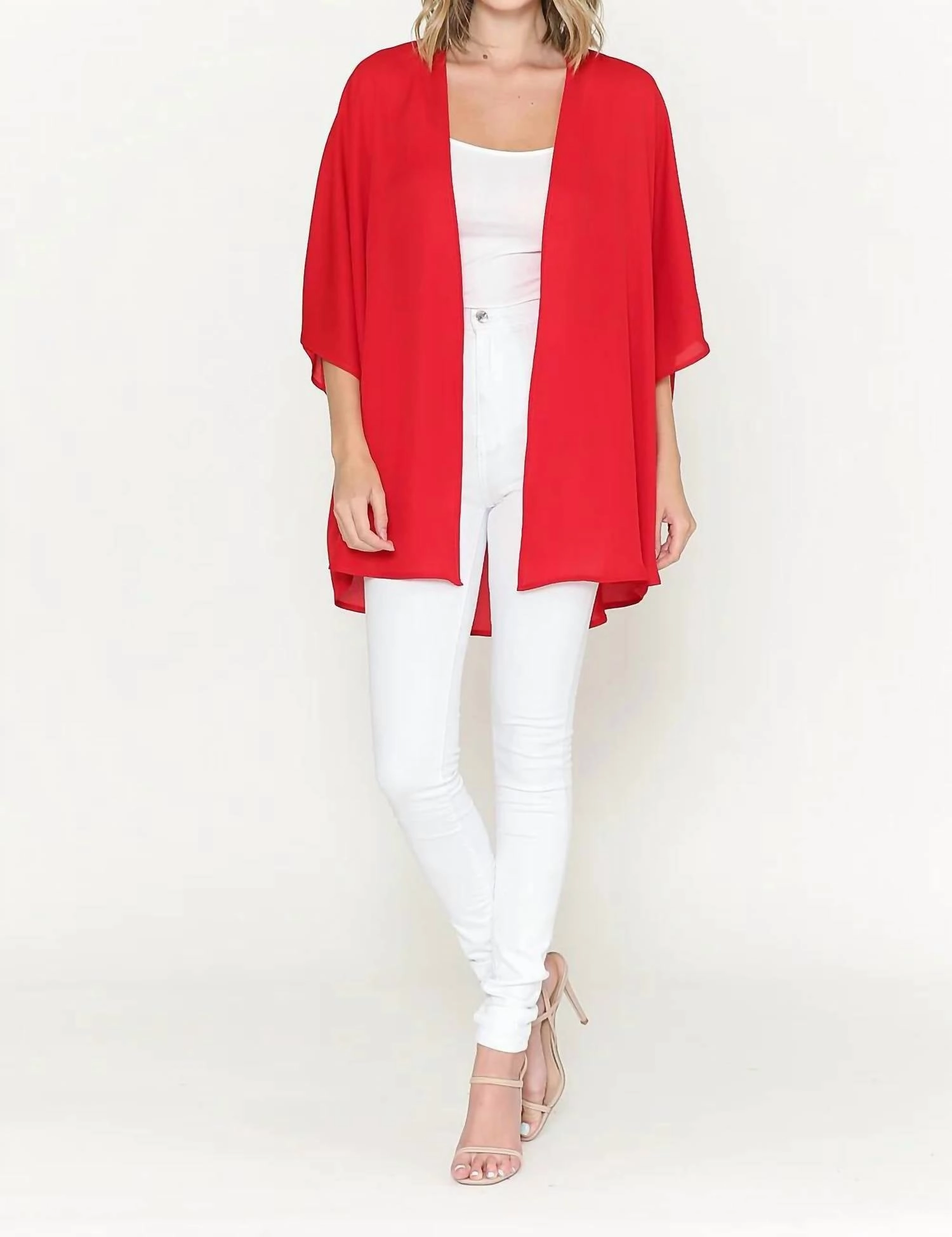 Snuggly Knitwear Monique Dolman Oversized Kimono In Red