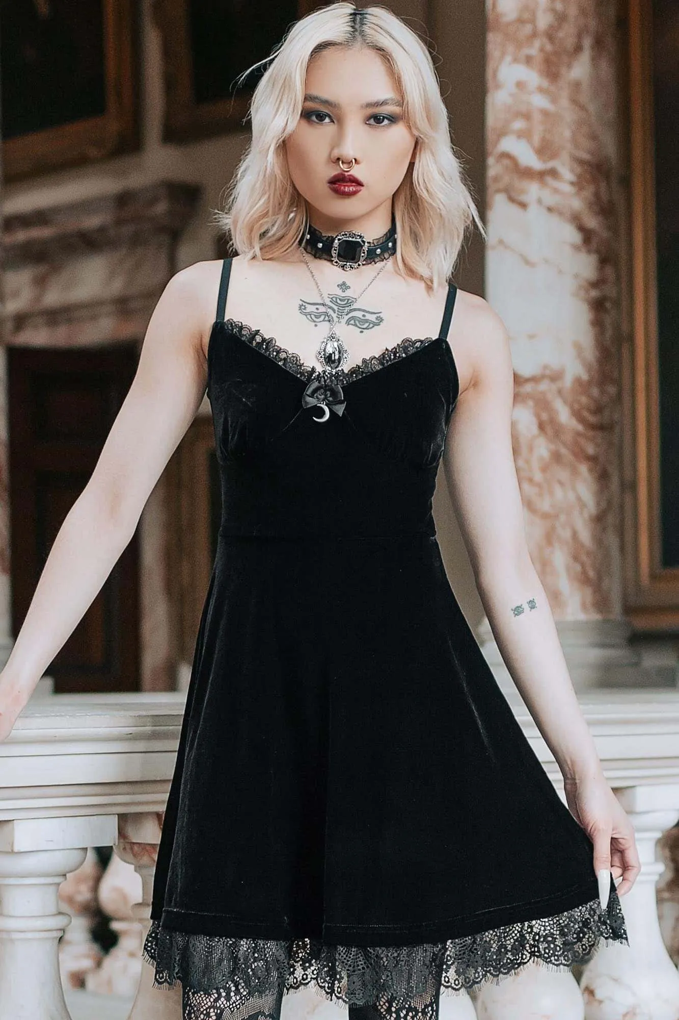 Comfort and style Quick Outfit Moonstruck Velvet Skater Dress [B]