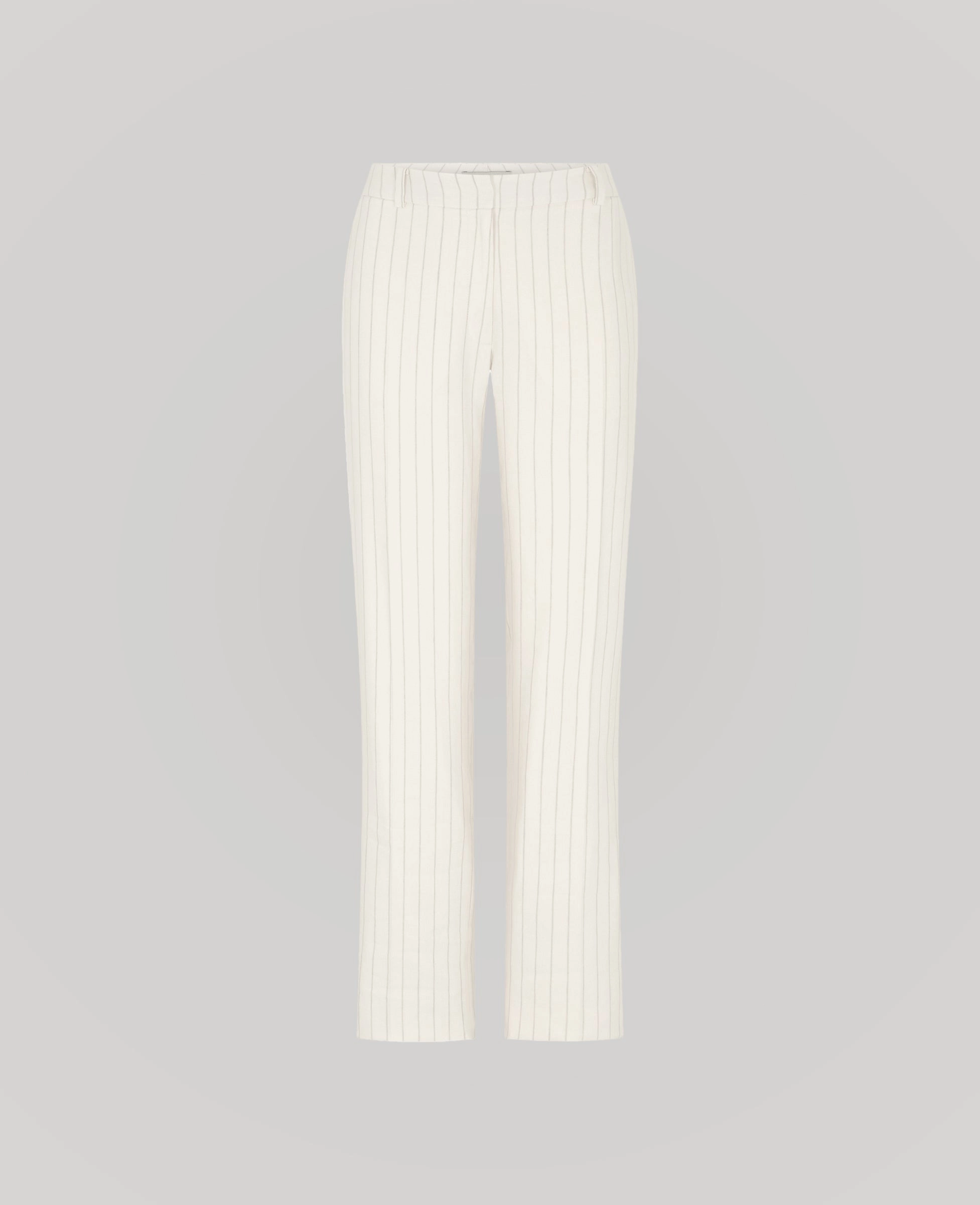 Corine Stripe Linen Trousers Decorative stitching