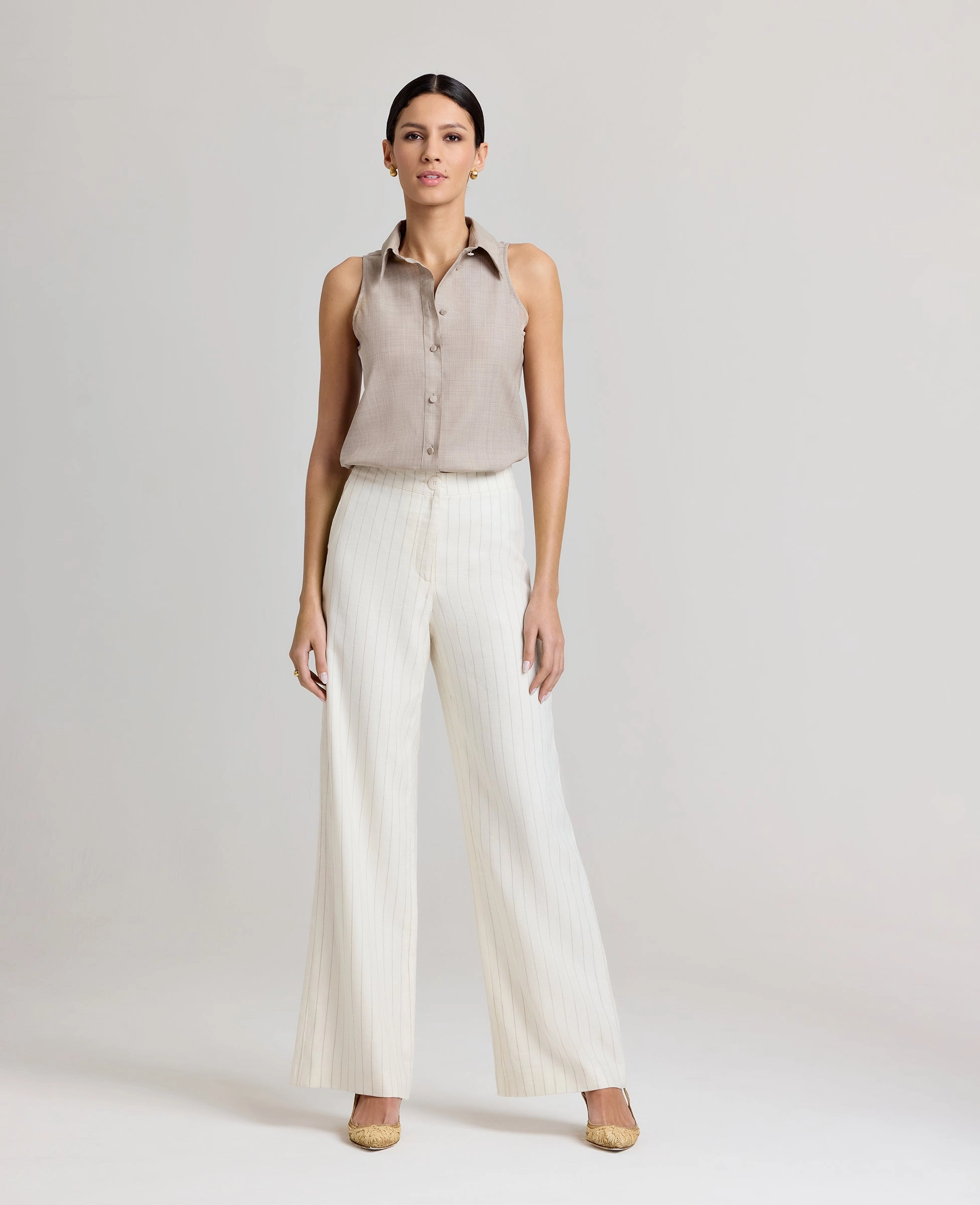 ReflectiveTrim FlexibleKnees Corine Stripe Linen Trousers