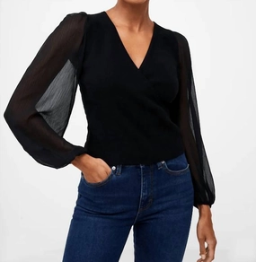Mozart Melody Mix Jumper In Black Premium Cotton Blend Knitwear Look