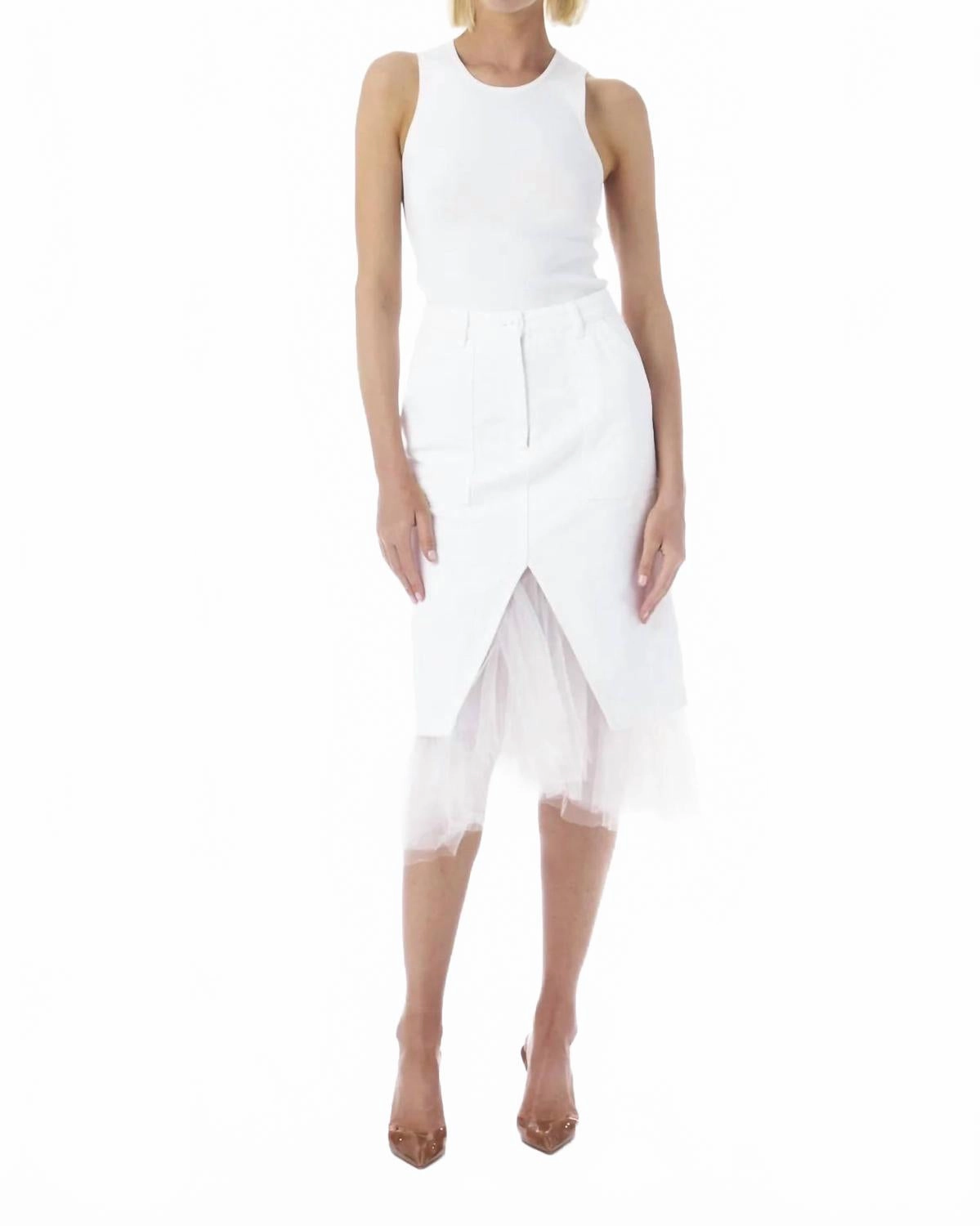 Roll Up Hem Influencer Style Mr And Mrs Benjamin Skirt In White