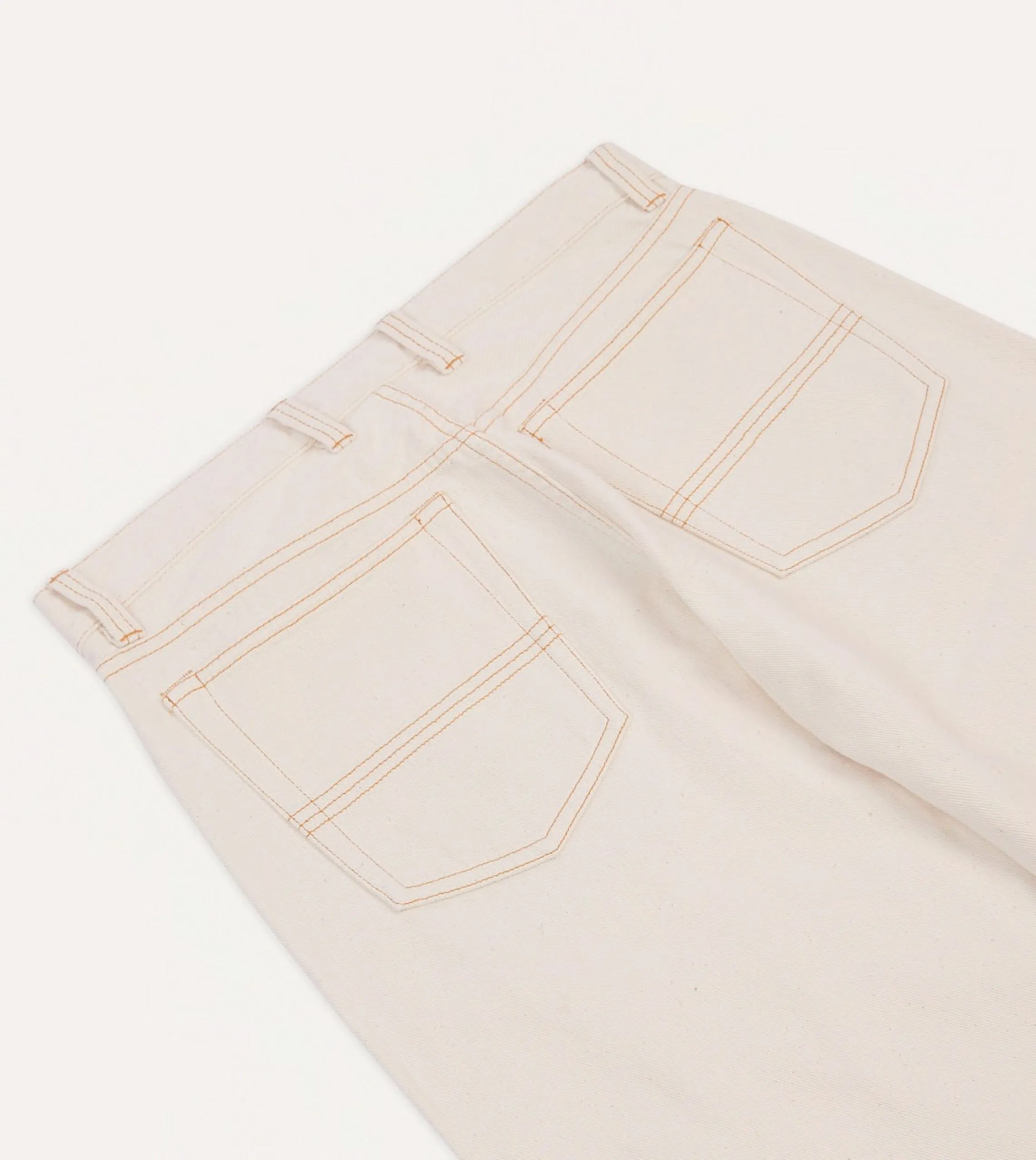 Layering Comfort Ecru 12.7oz Selvedge Denim Contrast Stitch Five-Pocket Jeans