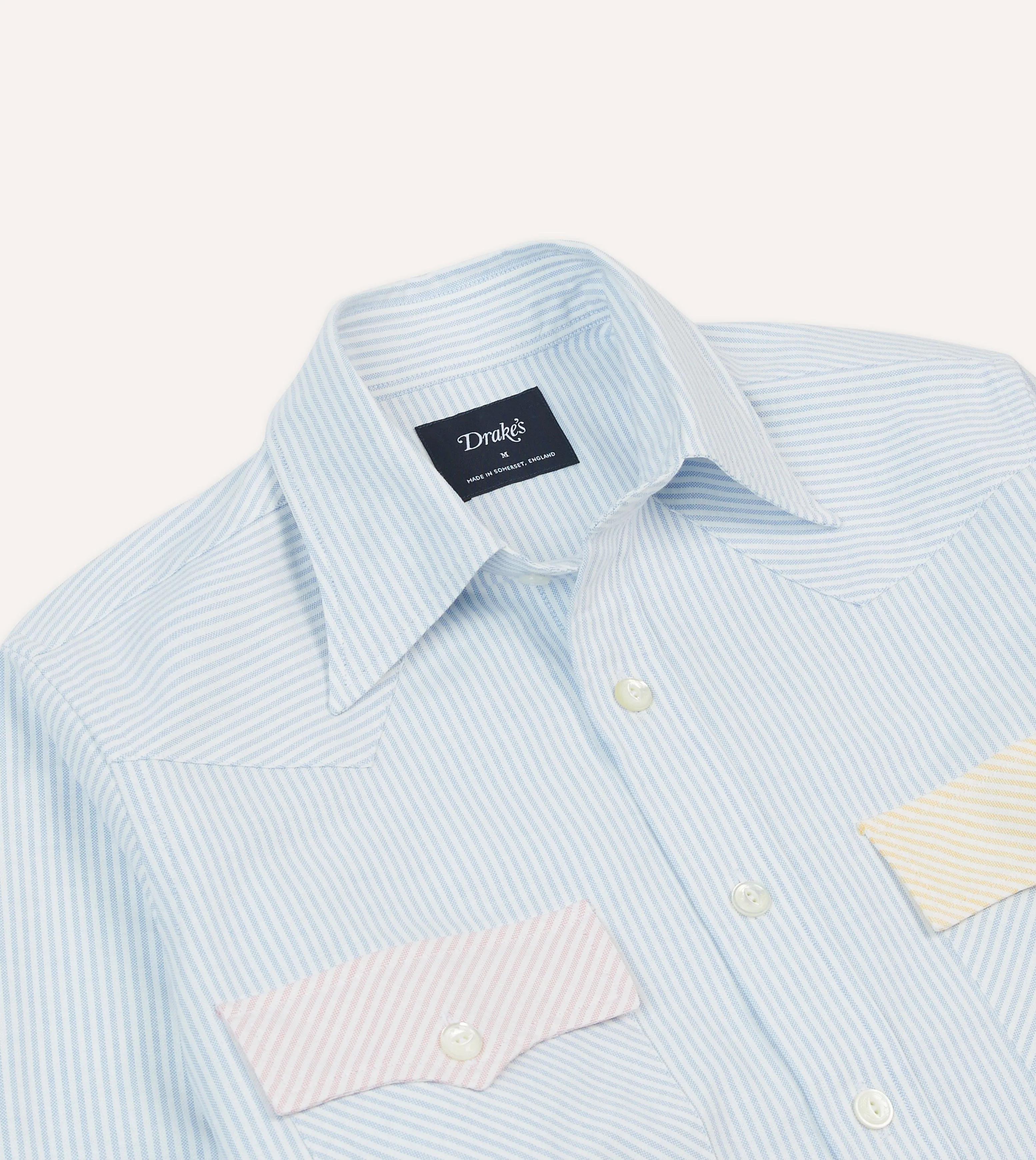 Multi Stripe Cotton Oxford Two-Pocket Western Fun Shirt All day wearability youth trend