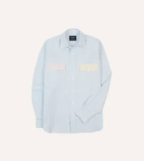 Slim Silhouette Tagless Design Multi Stripe Cotton Oxford Two-Pocket Western Fun Shirt
