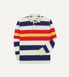 Multi Stripe Flam?? Cotton Rugby Shirt Minimalist fashion